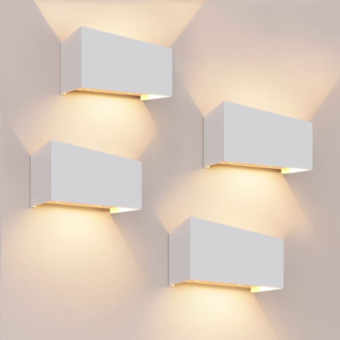 Ledvion - 4x LED Wandlamp - 9,5W - 3000K - IP54 - Tweezijdig - Wit - Buitenlamp
