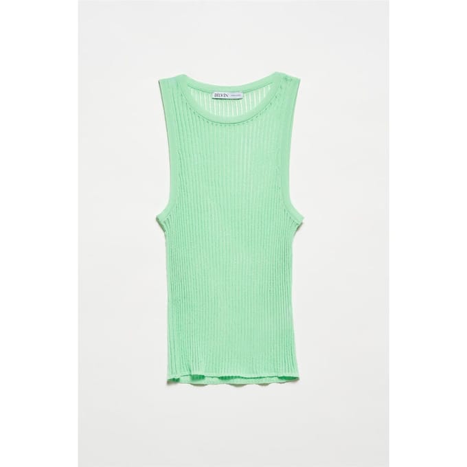 Geribbelde Mouwloze Gebreide Blouse
