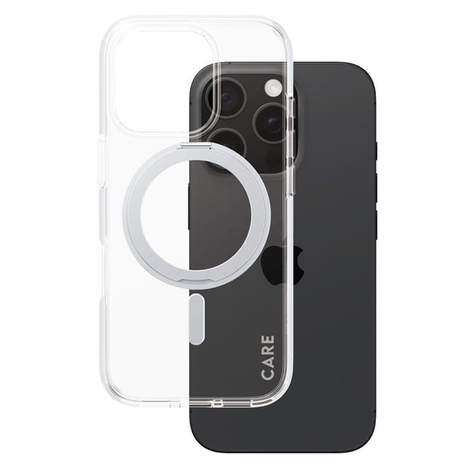 CARE by PanzerGlass Feature Case - Transparant w. - Zilver Kickstand & MagSafe iPhone 16 Pro