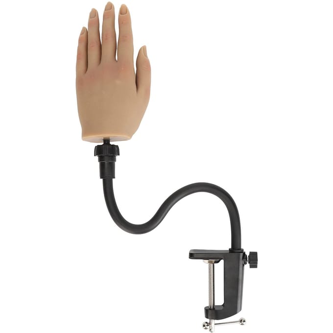 Nagel Oefenhand met Klemstandaard Buigbare Gewrichten Flexibel Verstelbare Hoogte Siliconen beige