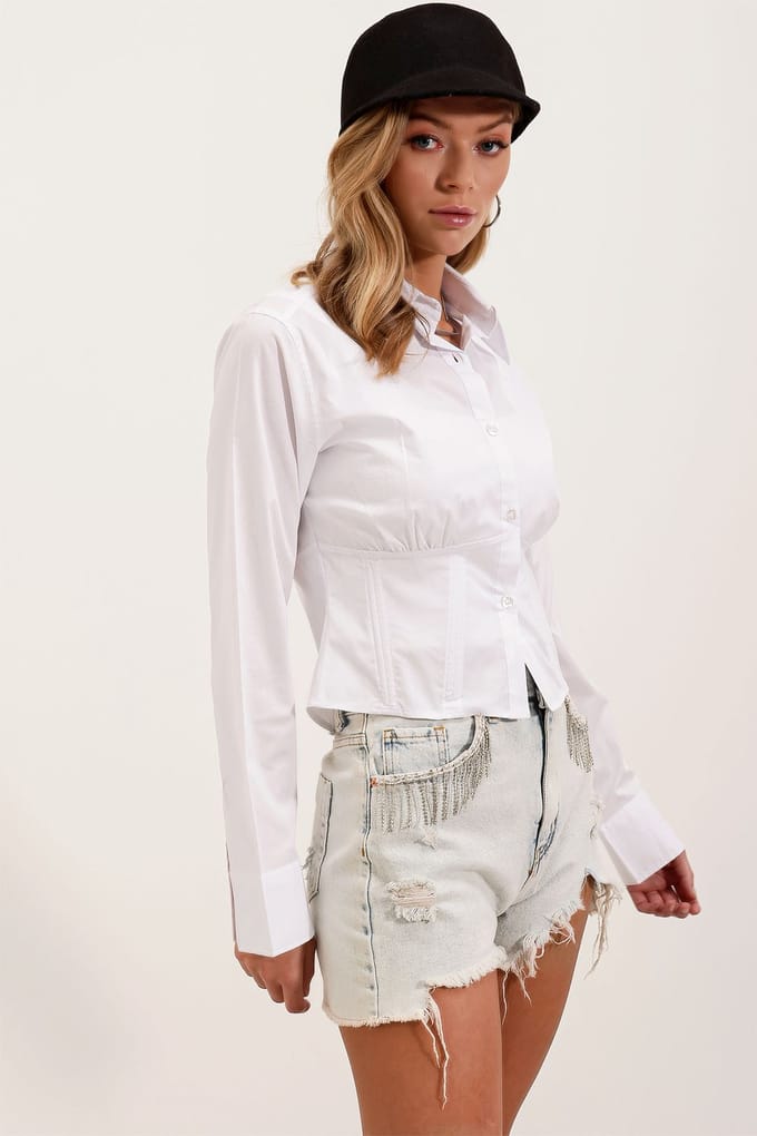 Slim Fit Poplin Overhemd met Korte Mouwen