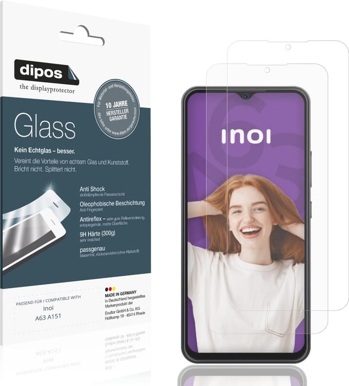 dipos – 2x Matte Pantserfolie geschikt voor Inoi A63 A151 | 9H Screenprotector