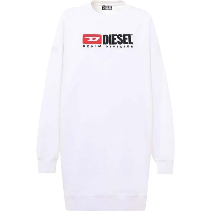 Diesel Sweatshirtjurk uit de denimcollectie voor dames (Helder wit)
