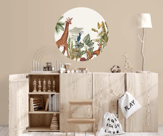 Behangcirkel 100cm Mix van dieren