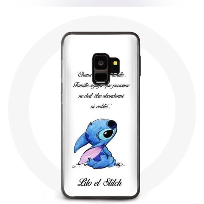 Coque - Samsung - Galaxy S9 - Lilo et Stitch - Ohana Citation - Blanc blanc