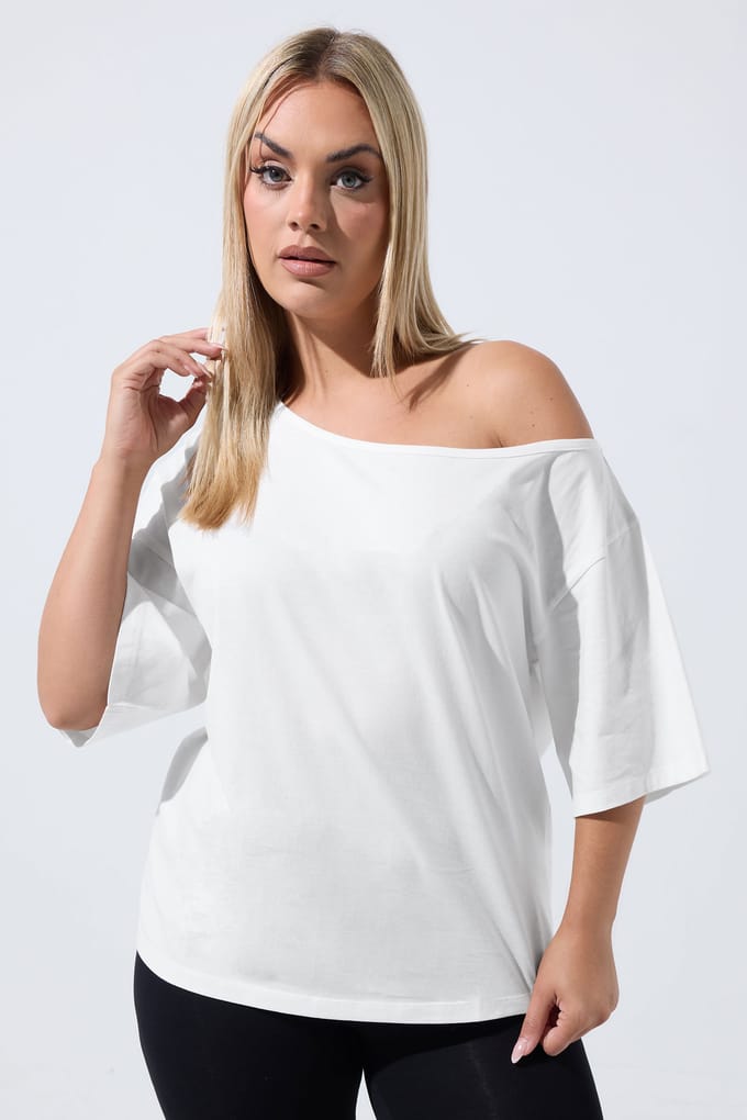 Limited Collection Wit Katoenen Tshirt Met Blote Schouders Size 38