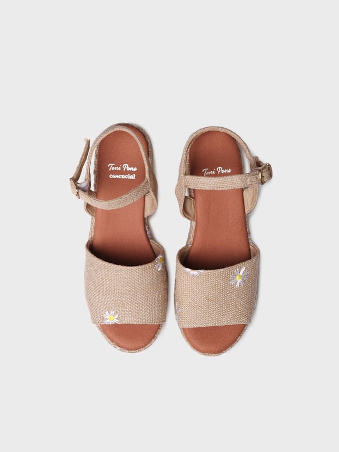 Dames espadrilles met hoge hakken en madeliefjes | SEOUL