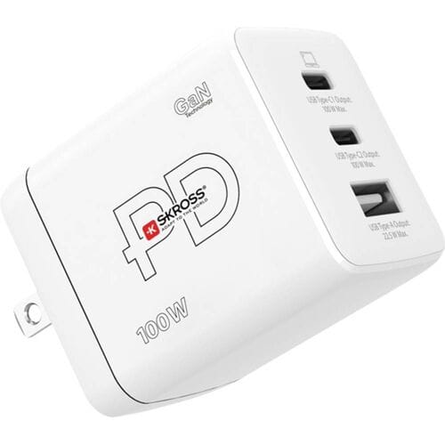 Skross Power Charger Combo+ 100W US USB-oplader 100 W 2x USB-C, 1x USB-A USB PD Wit Binnen USB Power Delivery (USB-PD), GaN