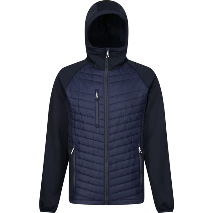 Regatta Heren Navigate Hybride Hooded Jacket (Marine/Seal Grijs)