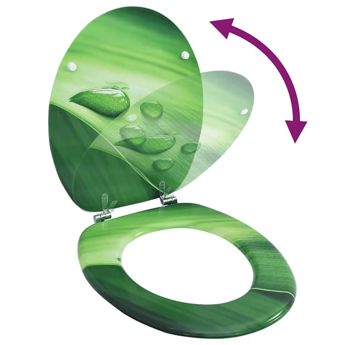 vidaXL - Toiletbril - met - deksel - waterdruppel - MDF - groen