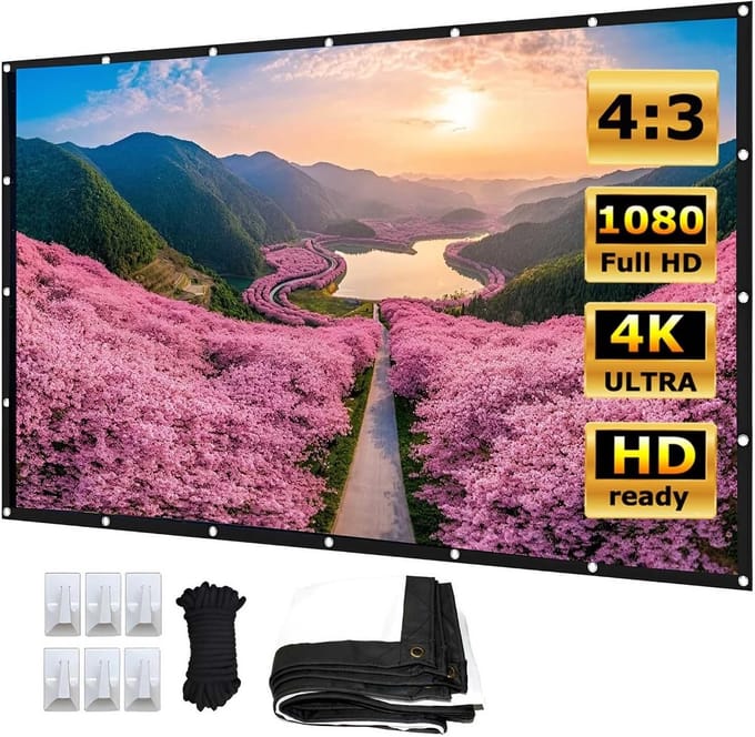 Draagbaar Projectiescherm - Filmscherm HD - Thuisbioscoop Ervaring - Kreukvrij Polyester - Tot 300 inch - Wit