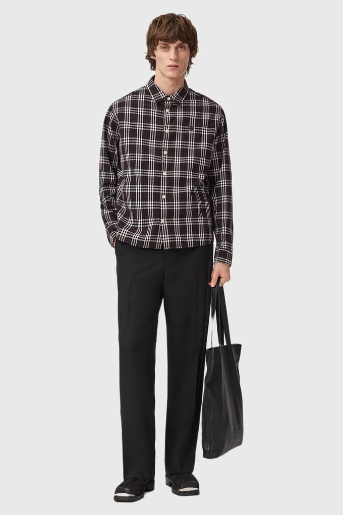 AllSaints Santiago Ls Shirt Brown Größe: M | Casual hemden Outlet | Herren | Braun