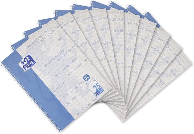 Collegeblok A4 Gelinieerd 10 Stuks - 90g Papier met Brede Rand Rechts en Geperforeerd