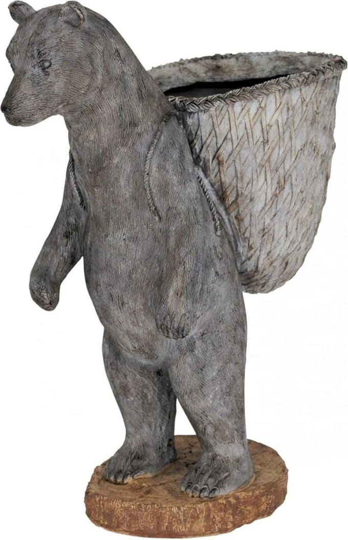 Beeld Bloempot Bernie De Beer - 45 x 19 x 36 cm - Kunsthars - Grijs