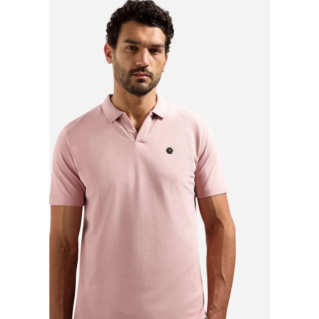 No Excess Polo short sleeve v-collar basic light mauve