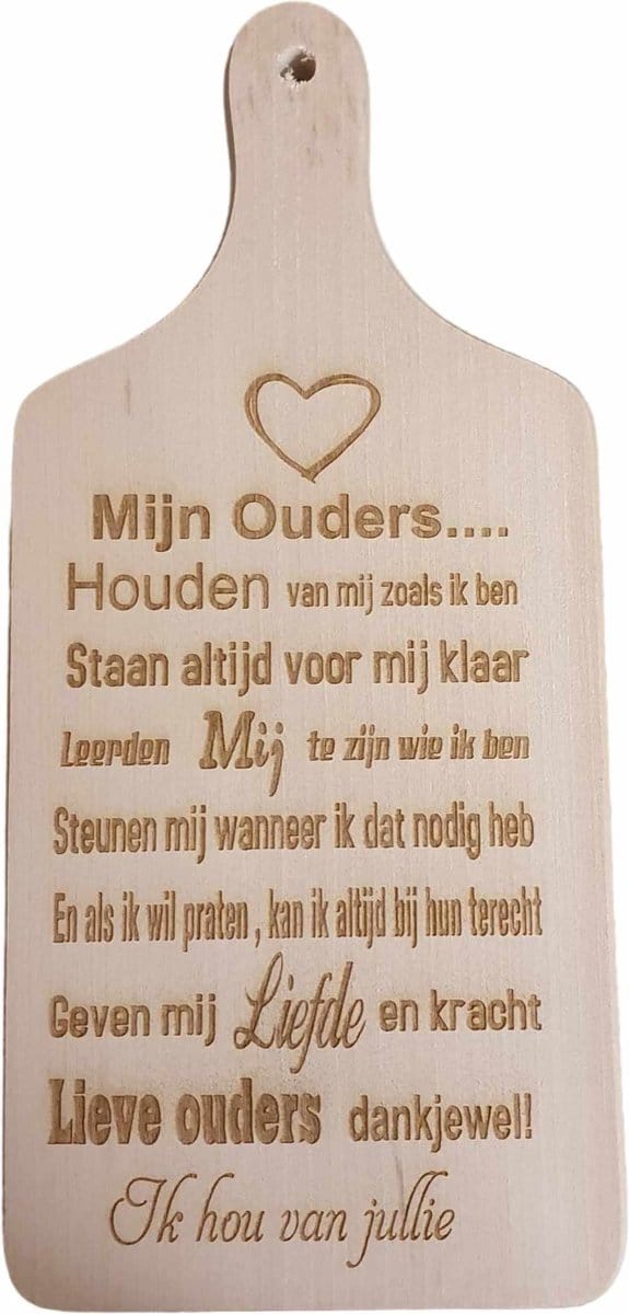 Houten snijplank - serveer - tapas plank - tekst mijn lieve ouders
