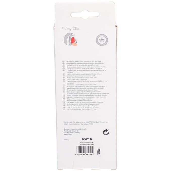 GOKI Fopspeenketting - Hart Roos/Wit - L21cm - Hout