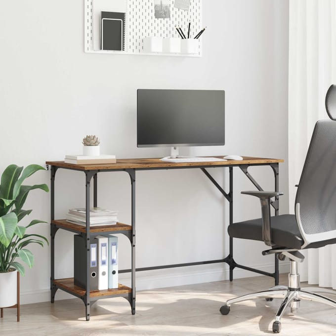 vidaXL Bureau Oud Hout 120 x 50 x 75 cm Bewerkt hout