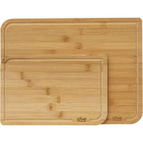 5five Bamboe Snijplank Set - 2 Stuks Lichtbruin voor de Keuken | 35x25 cm Snijplanken van Duurzaam Bamboe