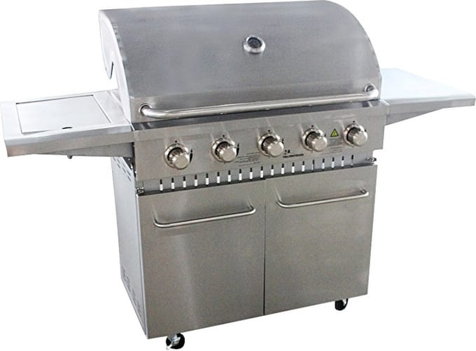 Grilluxe RVS gasbarbecue 5 branders met zijbrander
