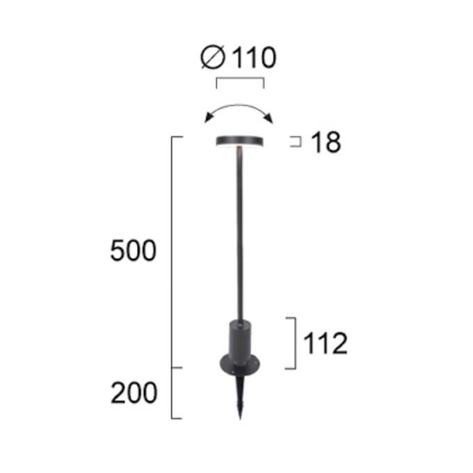 Viokef LED sokkellamp Tango donkergrijs Hoogte 50 cm Metaal, grondpen
