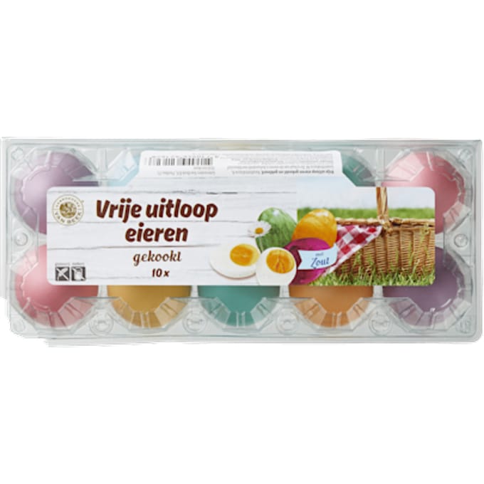 Gekleurde gekookte vrije uitloopeieren