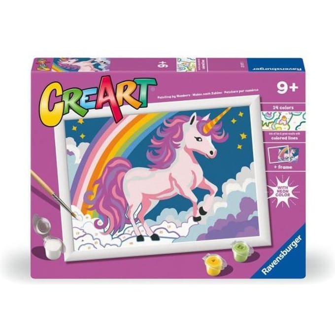Ravensburger CreArt, Pink Unicorn (neon) Schilderen