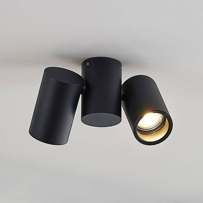Arcchio - plafondlamp - 2lichts - Aluminium, metaal - H: 11.5 cm - GU10 - zwart