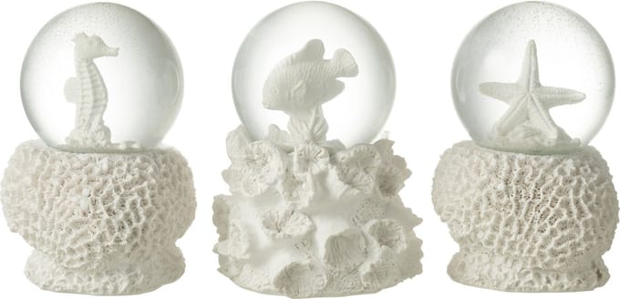 J-Line waterbal Zee - polyresin - wit - large - 3 stuks