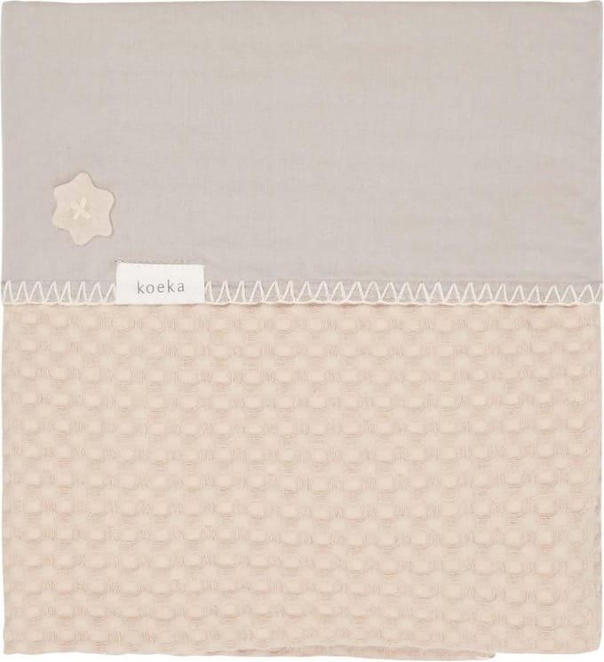 Koeka Wiegdeken wafel flanel Antwerp - sand/misty grey 75x100cm