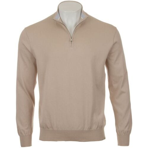 Paul & Shark Trui Piuma Feather-Light Cotton Half Zip Beige / male