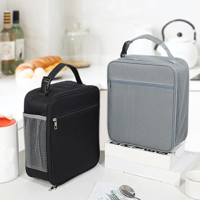 Geïsoleerde lunchtas voor mannen en vrouwen Herbruikbare lunchbox Draagbare koeltas Waterdicht Grote capaciteit zwart