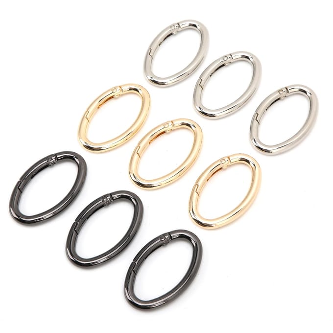 9 stuks veerringgesp 0?Ovale open tasketting met hardware, DIY-accessoires, 3 kleuren M M