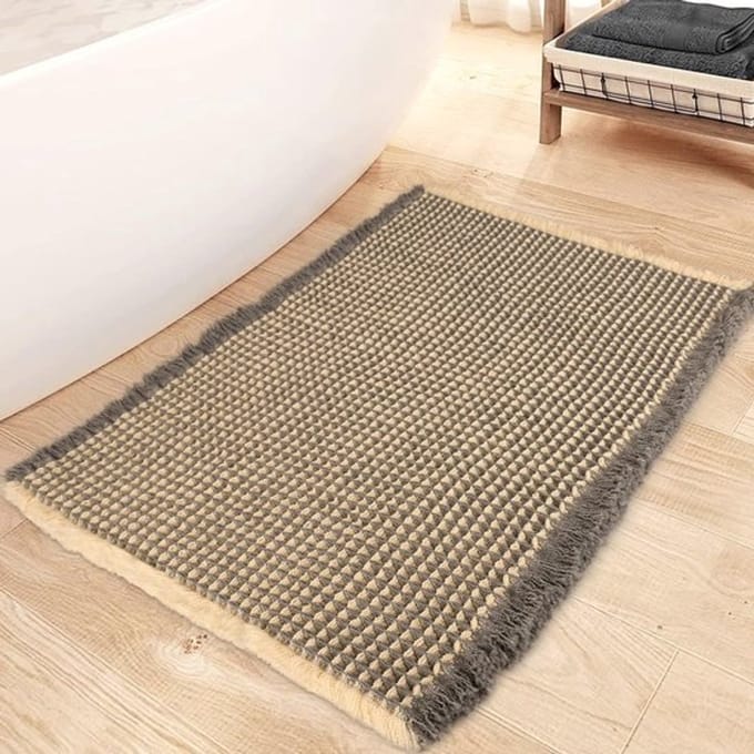 Allecto - Waffle Bath Mat - Badmat - Beige en Grijs - Antislip en