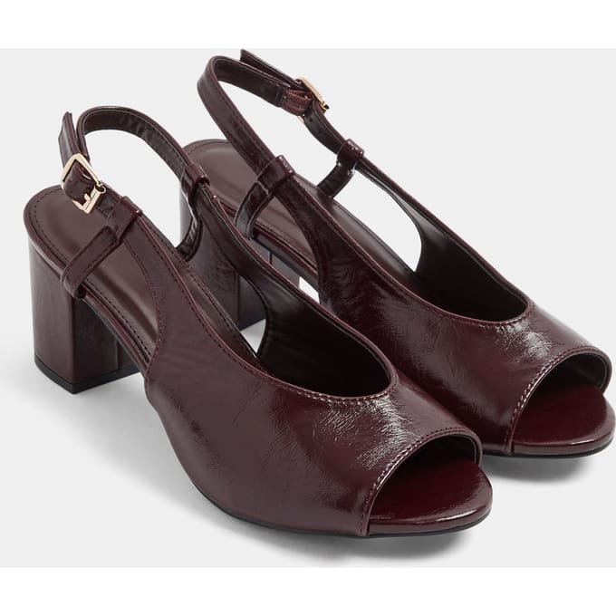 Yours Bordeauxrood Open Teenslingback Met Blokhak In Met Brede Pasvormsize 38EEE