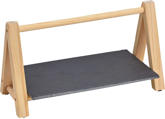 Etagere van leisteen en hout