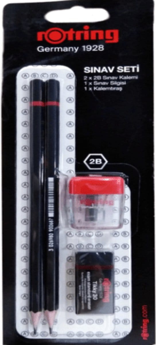 rotring examen set - 2 x 2D-potlood 1 x gum 1 x puntenslijper