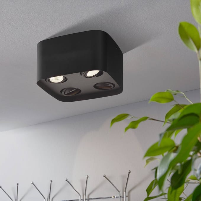 EGLO connect.z Caminales-Z Smart Plafondlamp - GU10 - 24 cm - Zwart - Instelbaar RGB & wit licht - Dimbaar - Zigbee