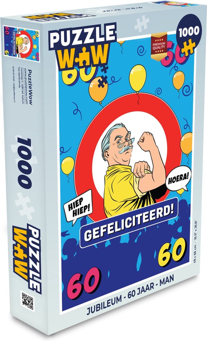 Puzzel Jubileum - 60 Jaar - Man - Legpuzzel - Puzzel 1000 stukjes volwassenen