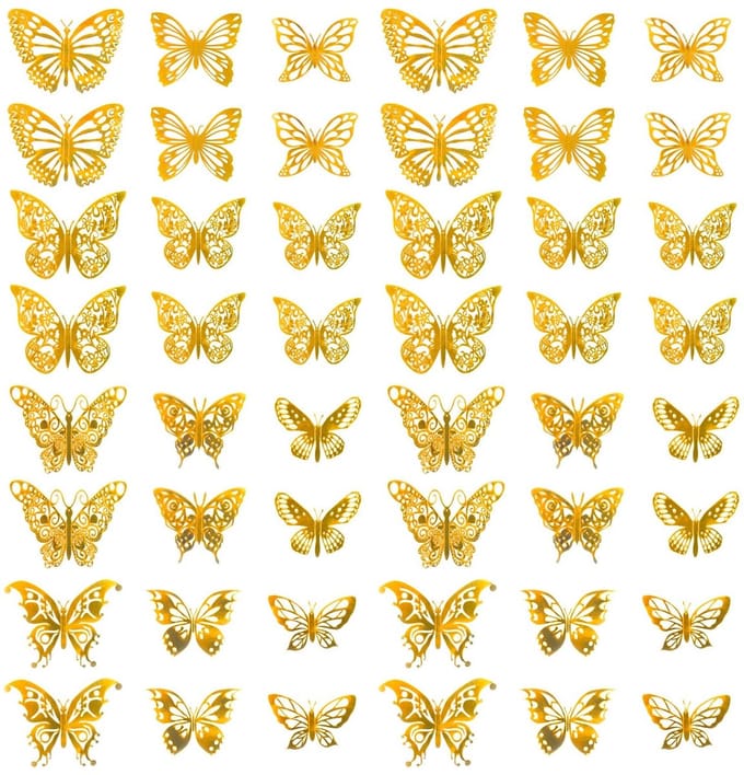 Dailygoods- Wandstickers 48 Stuks - 3D Vlinders - Muurdecoratie