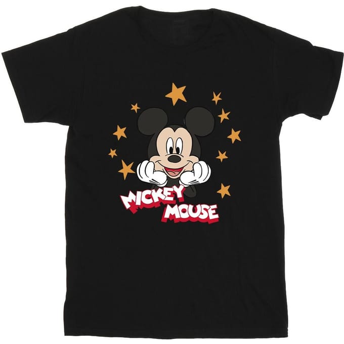 Disney Heren Mickey Mouse Sterren T-Shirt (Zwart)