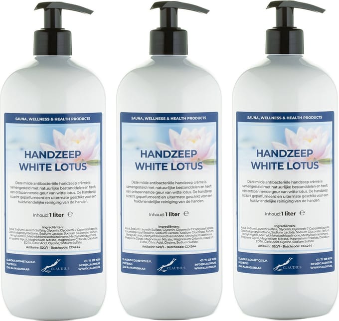 Handzeep White Lotus 1 liter - met gratis pomp - set van 3 stuks
