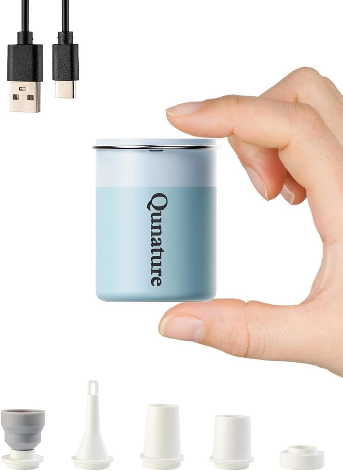 Mini Luchtpomp - Draagbare Pomp - Kamperen en Reizen - Magnetische Voet - Compact Design - Blauw