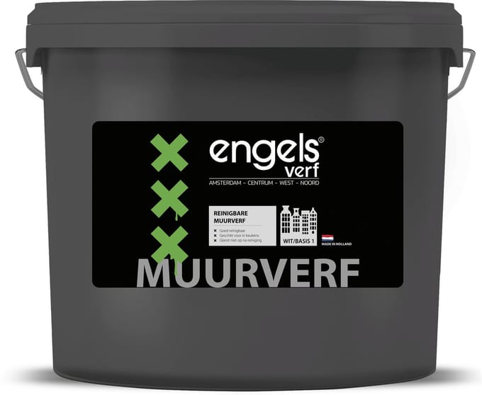 Engels Verf - Muurverf Latex Mat - Waterbasis - Ral 9010 - Spuit en rollatex - 5 Liter