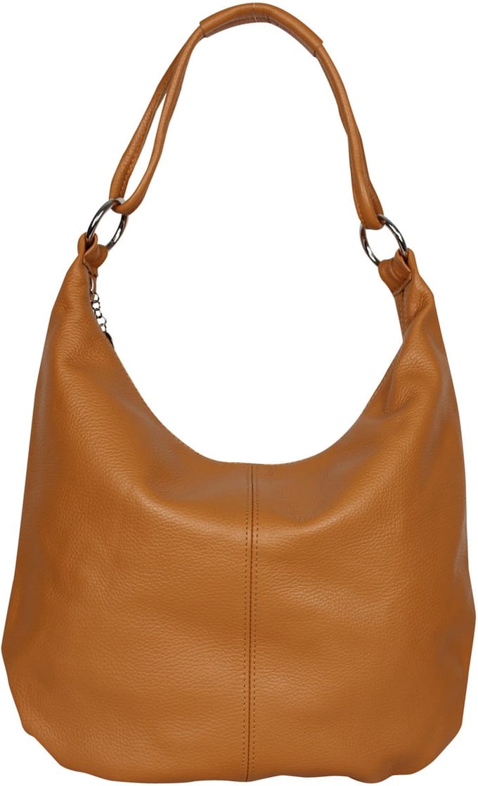AmbraModa GL25 - dames handtas - schoudertas - hobotas - echt leer - cognac