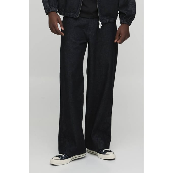 Jeans Met Bloemenprint Gusset En Baggy Fit | Washed Black | Size 32