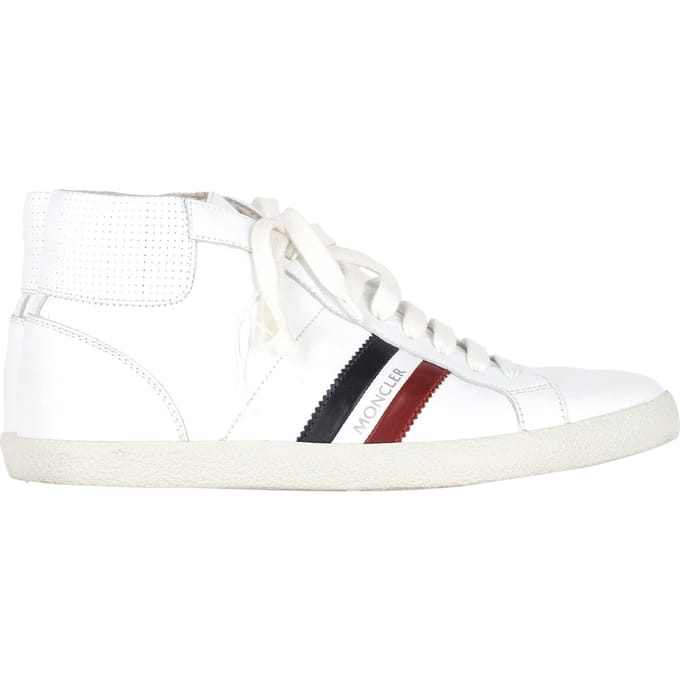 Moncler Monte Carlo Gestreepte Hoge Sneakers in Witte Leer