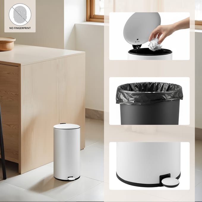 Afvalbak / prullenbak CLEAN STEP 2 30 l wit hjh OFFICE