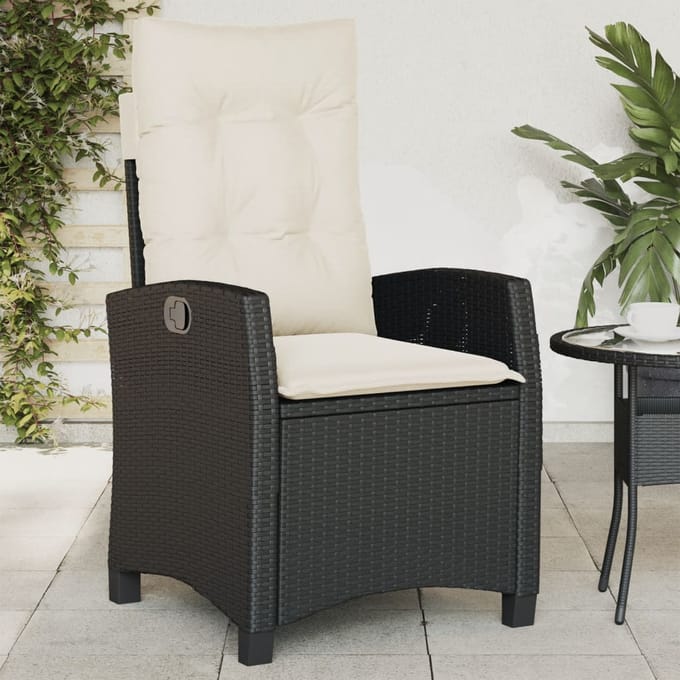 vidaXL - Tuinstoelen - 2 - st - verstelbaar - met - kussens - poly - rattan - zwart