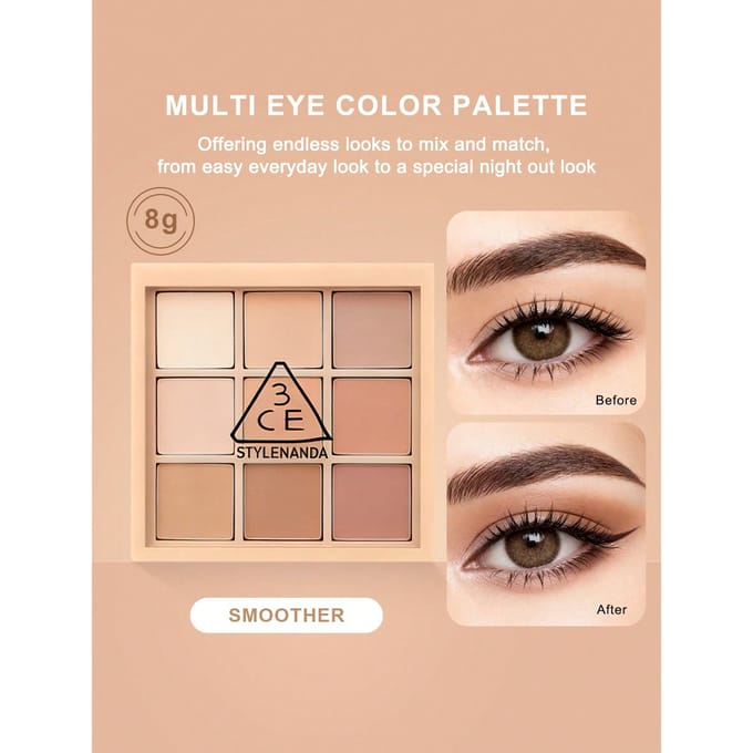 3CE Multi Color Oogschaduw Palet #OVERTAKE Dagelijkse Make-up 8.1g #SMOOTHER
